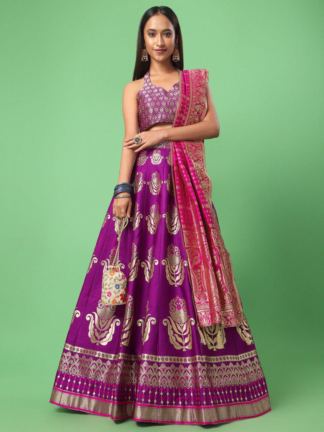 purvaja magenta & pink ready to wear lehenga & unstitched blouse with dupatta