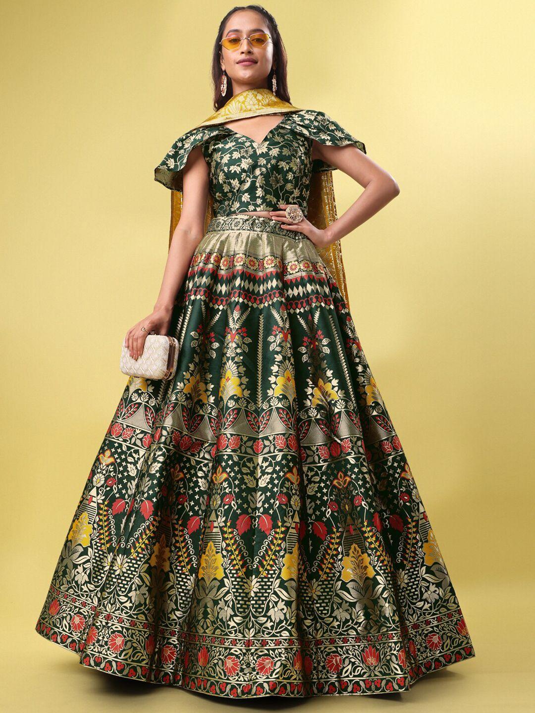 purvaja woven design ready to wear lehenga & unstitched blouse with dupatta