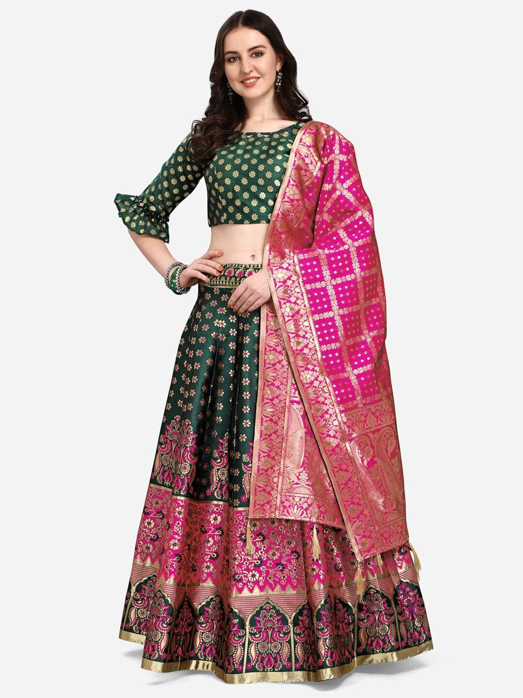 purvaja green & gold-toned ready to wear lehenga choli