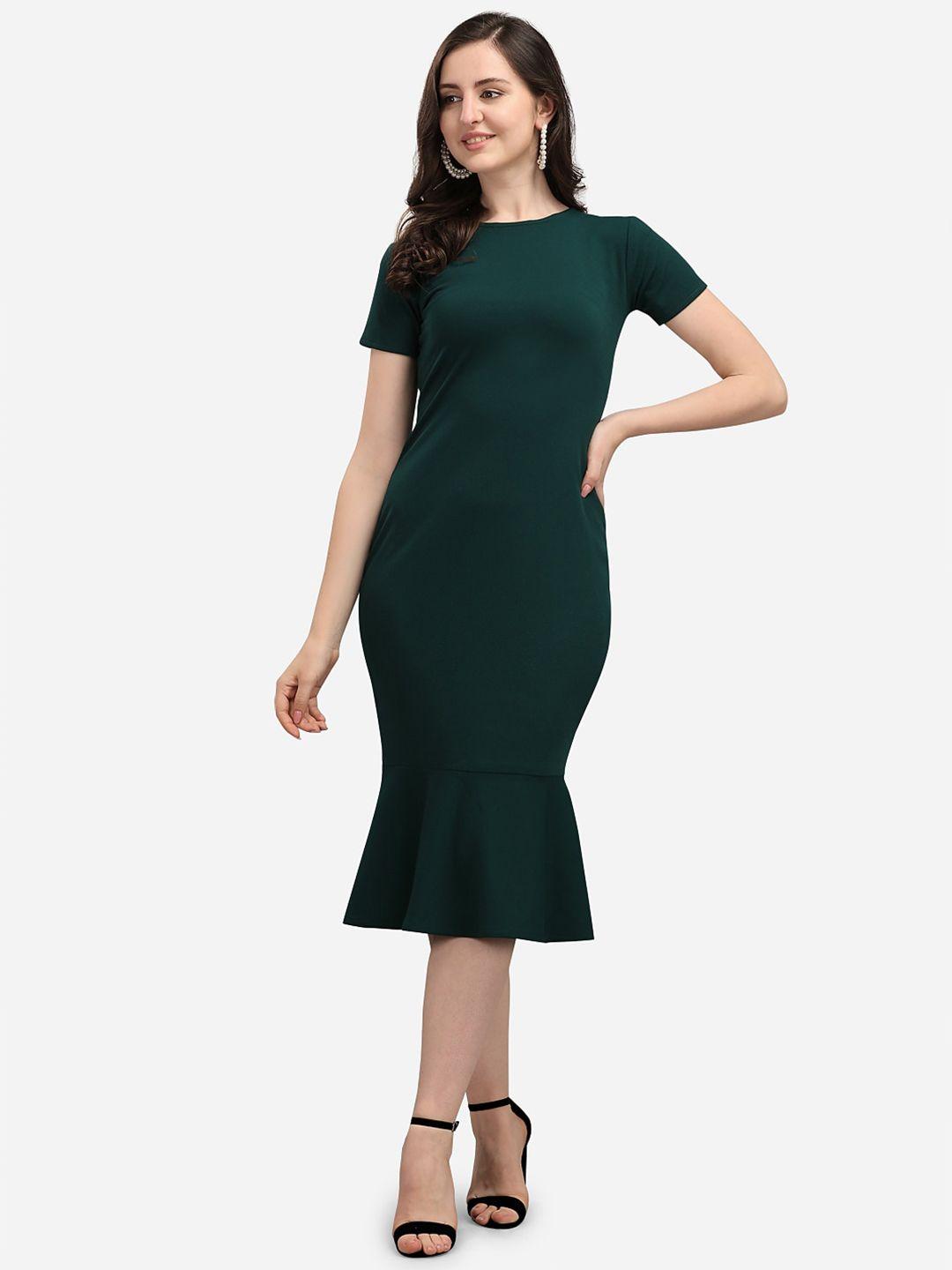 purvaja green bodycon midi dress