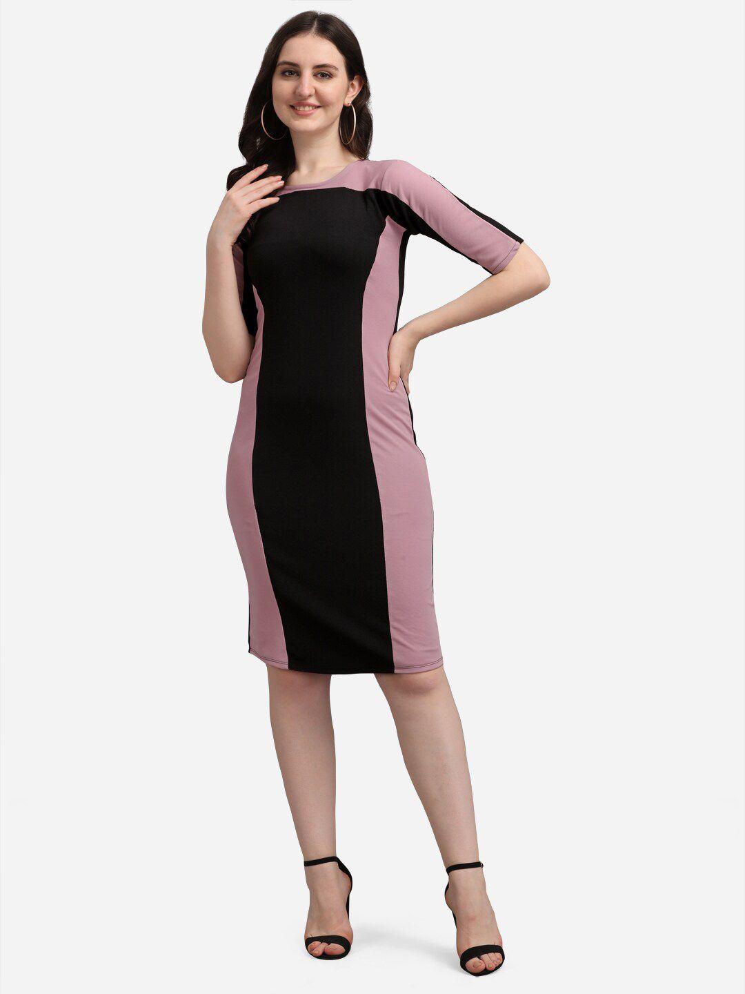 purvaja lavender & black sheath dress