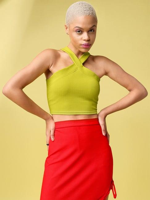 purvaja lime regular fit crop top