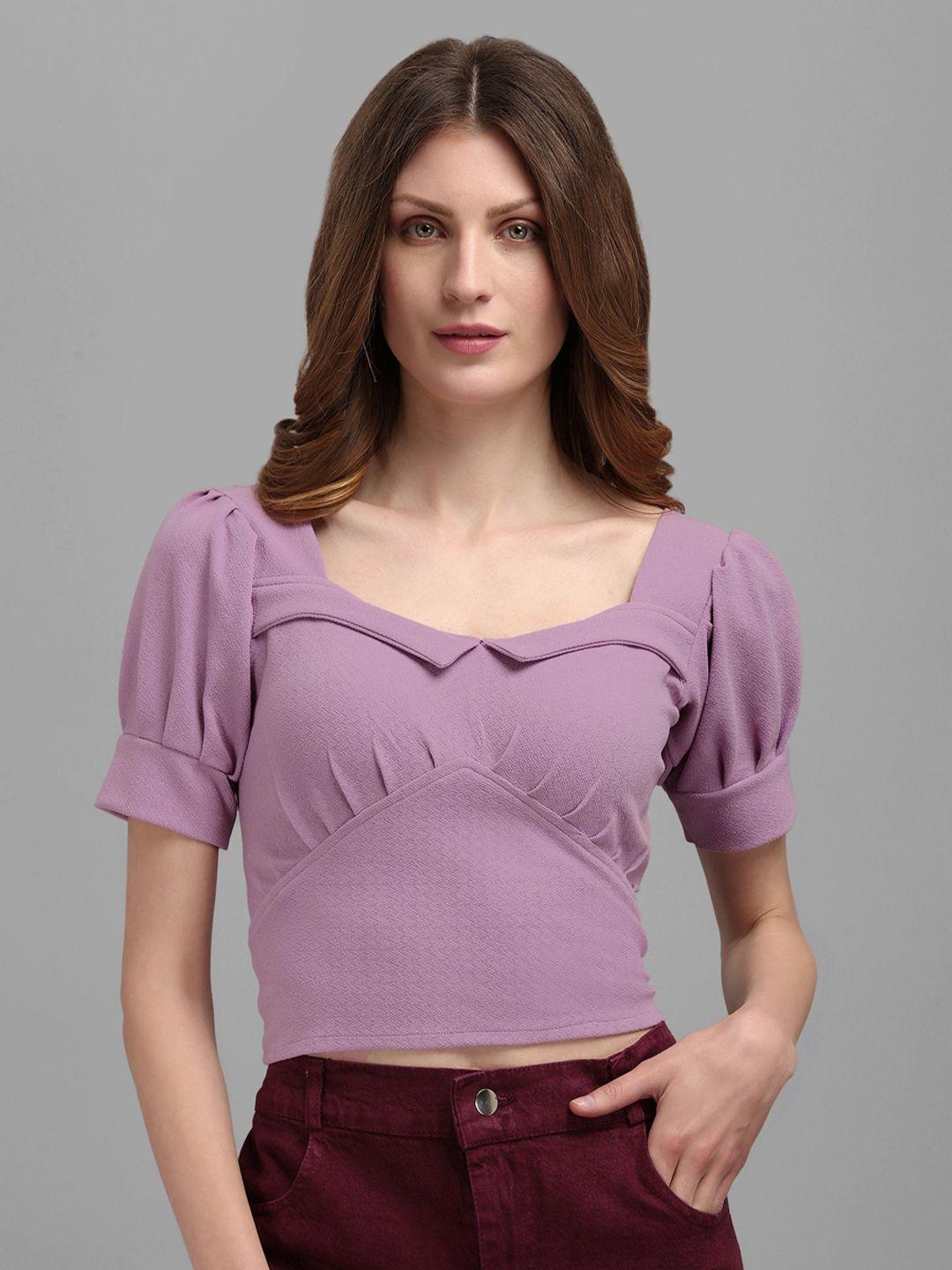 purvaja purple sweetheart neck crop top