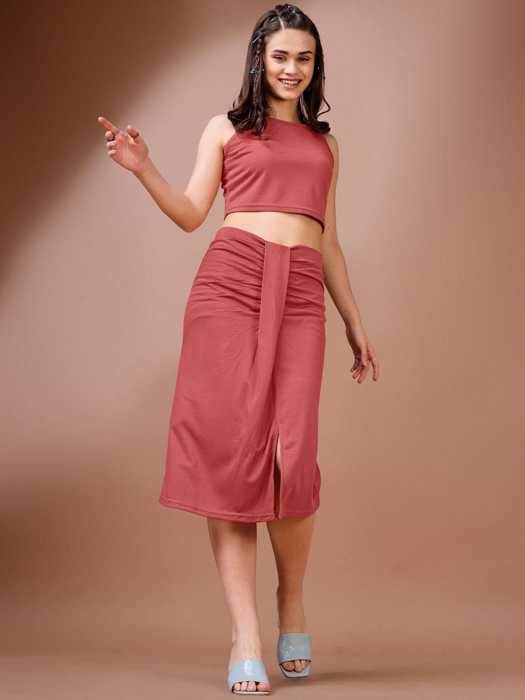 purvaja ruched top & skirt co-ord