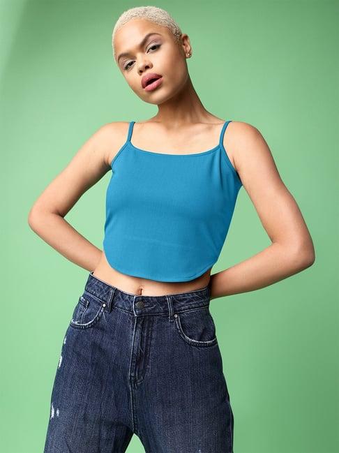 purvaja teal regular fit crop top