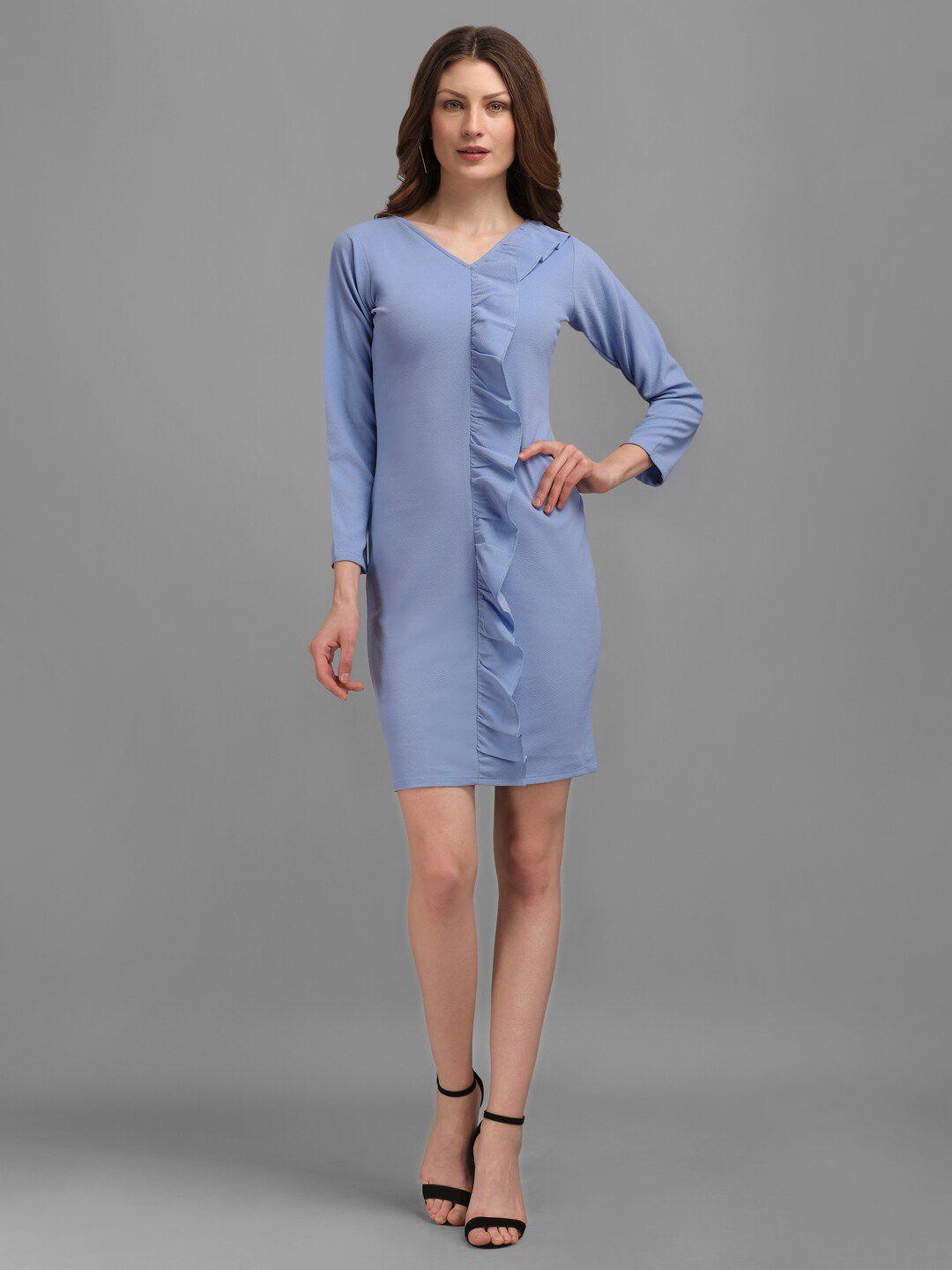 purvaja v-neck ruffle sheath dress