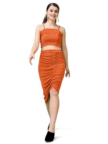 purvaja women’s knee length co-ords (zera-035-carrot_orange_medium)