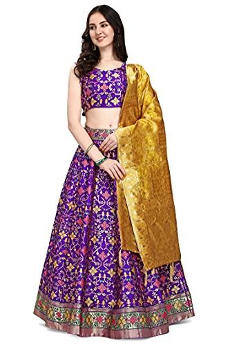 purvaja women's jacquard semi-stitched lehenga choli (nakkshi-wine_wine_free size)