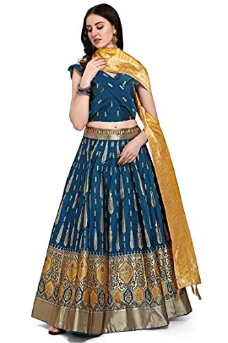 purvaja women's jacquard semi-stitched lehenga choli (swastik-rama_rama_free size)