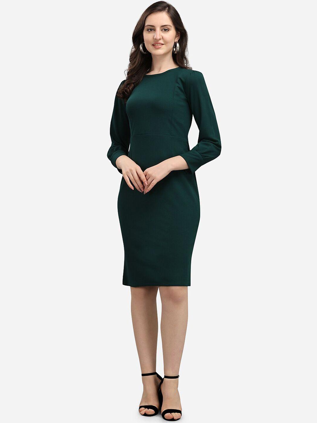 purvaja women green bodycon dress