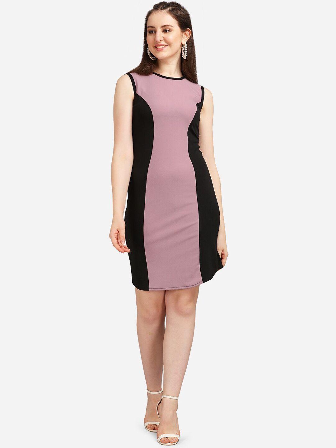 purvaja women lavender colourblocked bodycon  dress