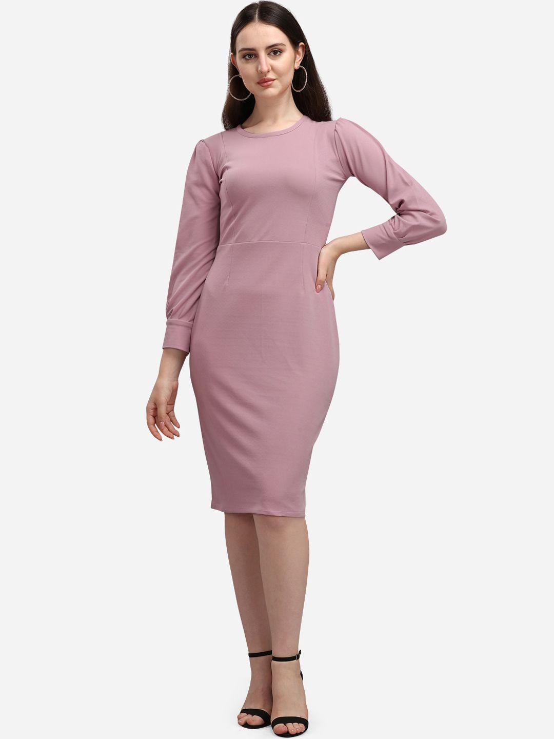 purvaja women mauve solid bodycon dress