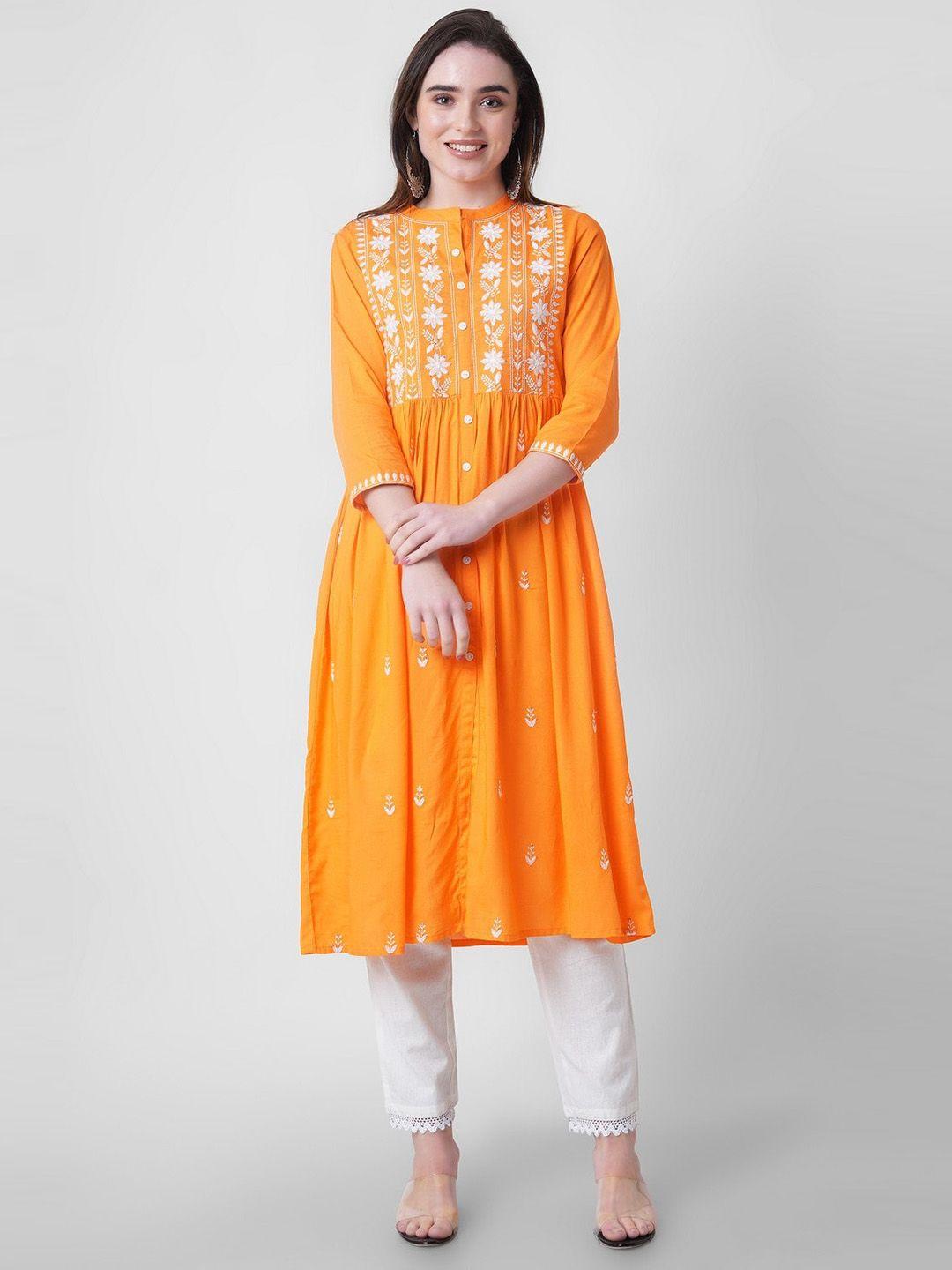 purvija kurties women orange kurta