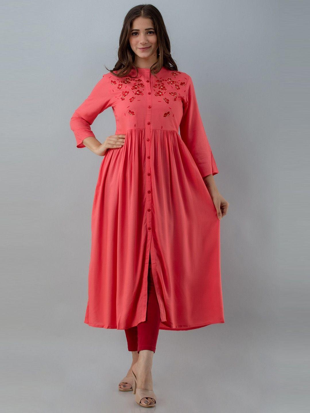 purvija kurties women peach-coloured kurta