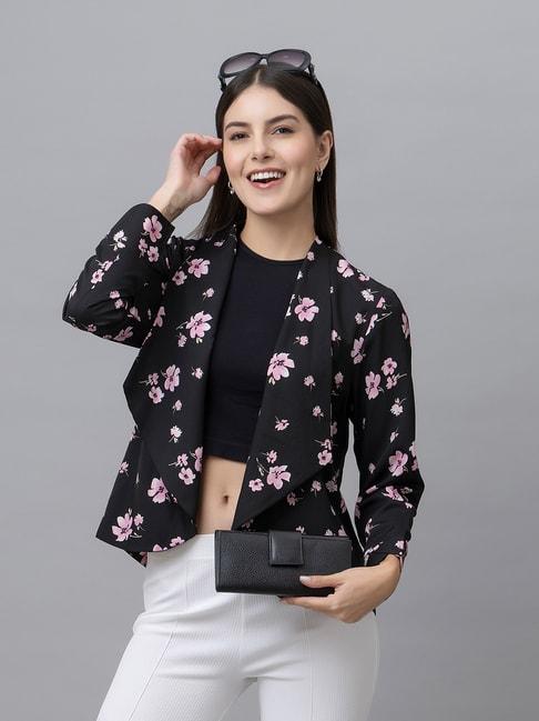 purys black & pink floral print shrug