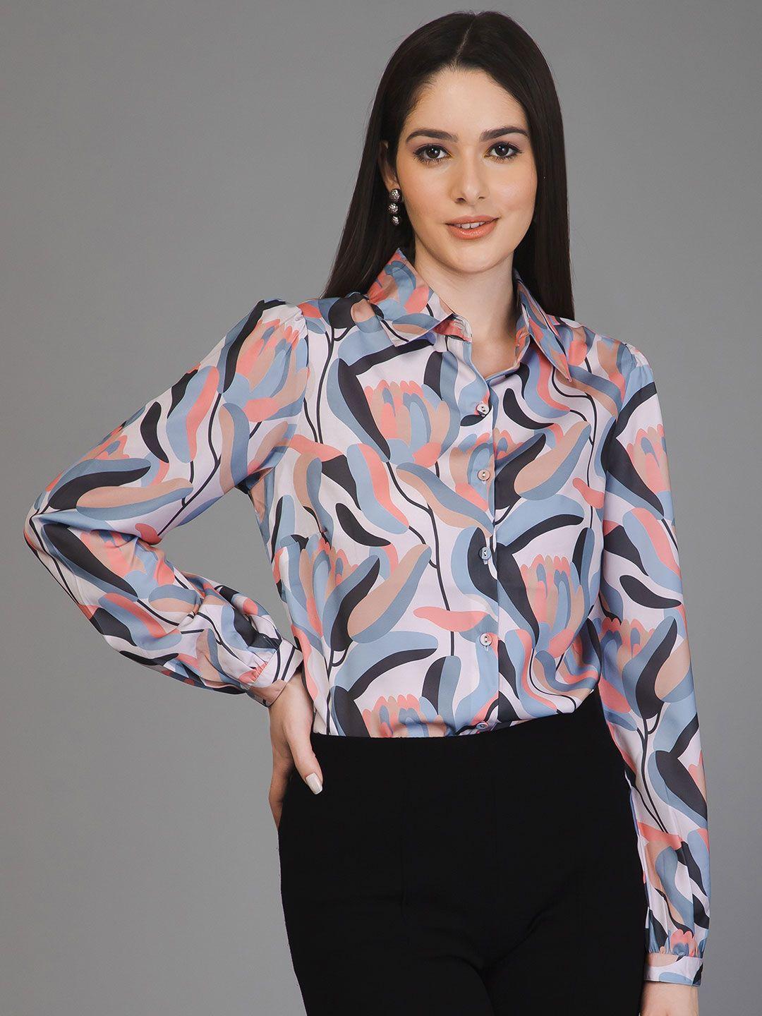 purys smart fit abstract printed satin casual shirt