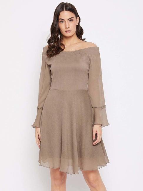 purys brown a-line dress