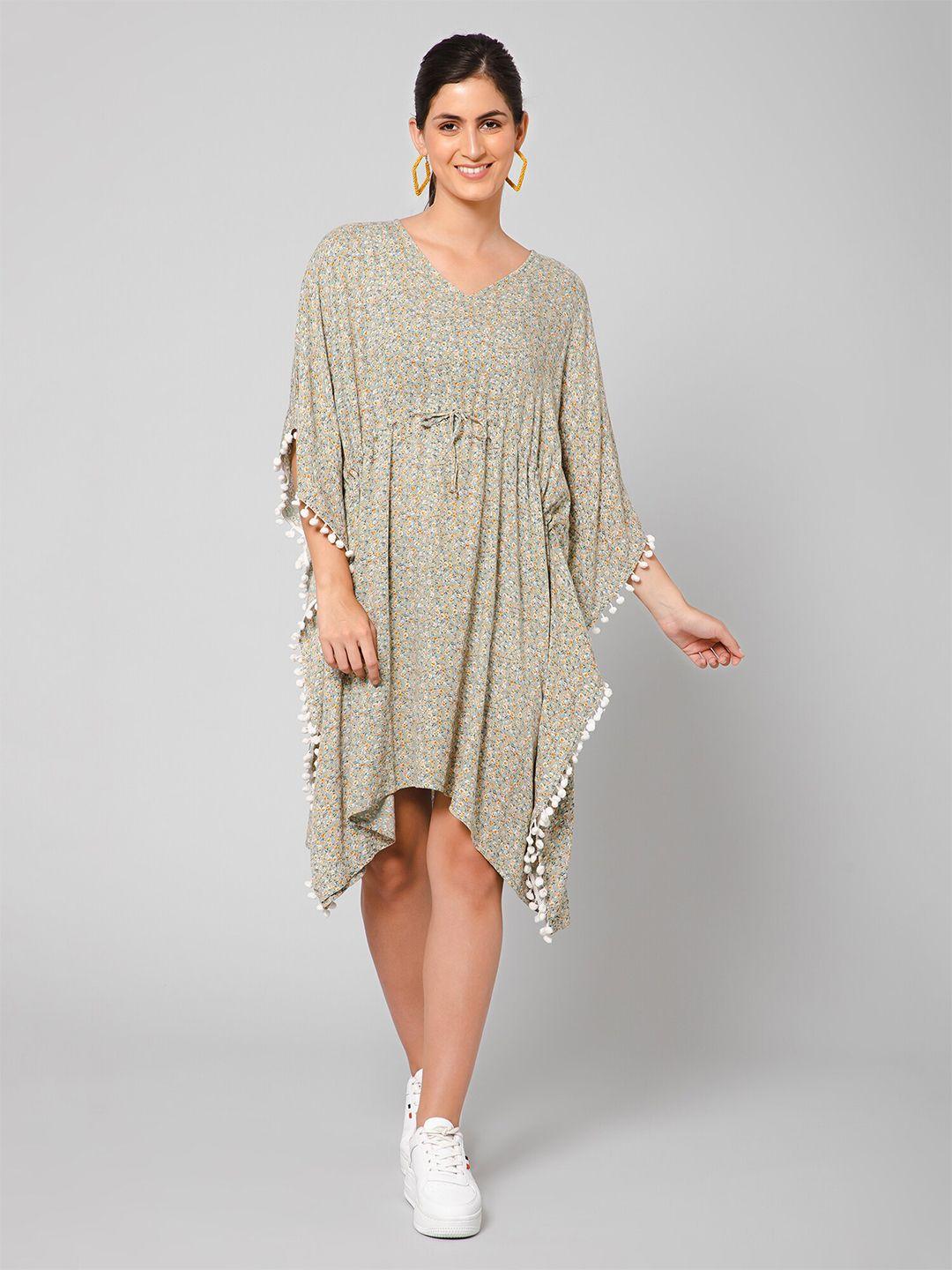 purys floral print batwing sleeve kaftan dress