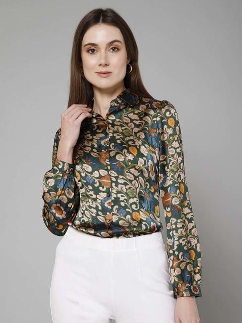 purys green floral print shirt