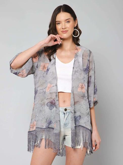 purys grey printed shrug