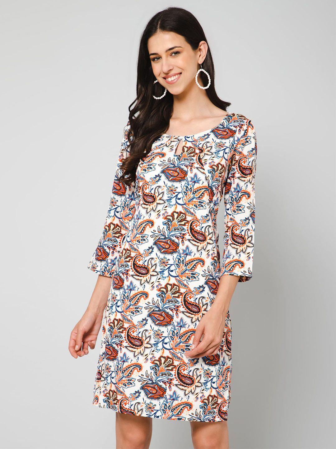 purys keyhole neck paisley printed crepe sheath dress