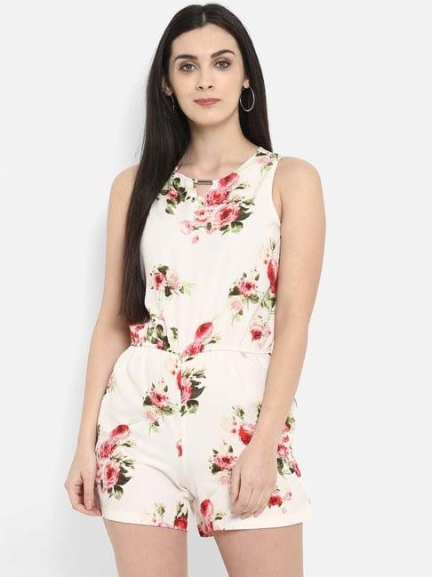 purys off-white floral print playsuit