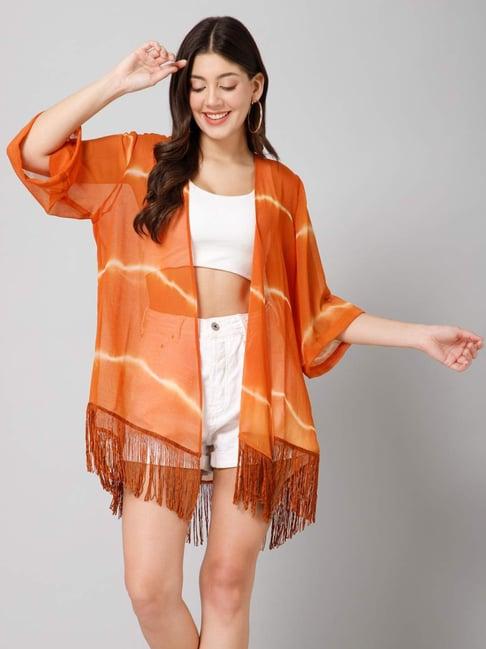 purys orange tie & dye shrug