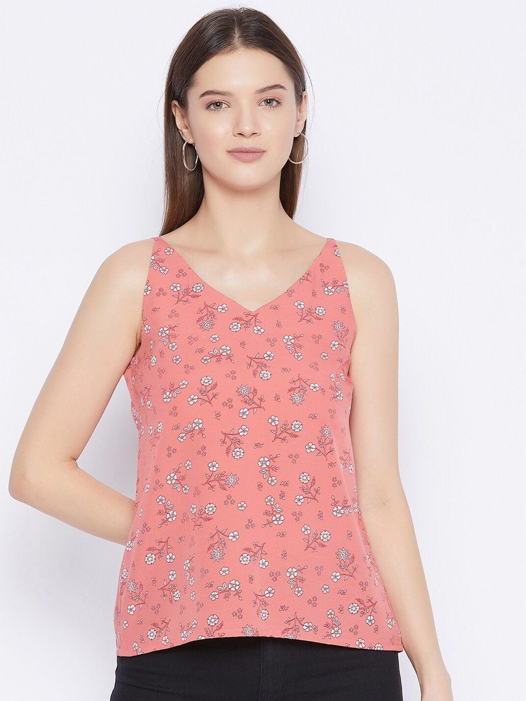 purys peach-coloured floral crepe regular top