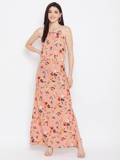 purys peach floral print maxi dress