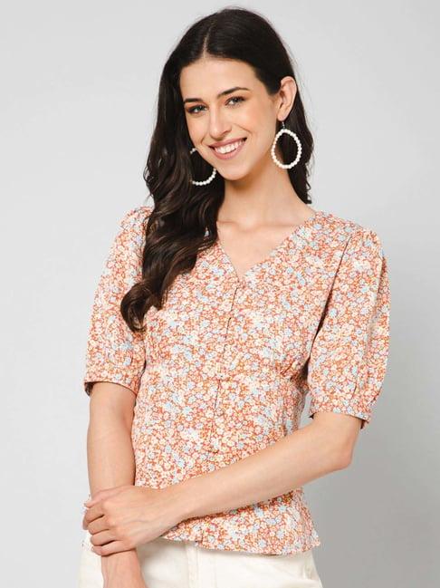 purys peach printed top