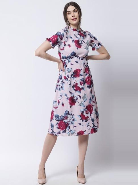 purys pink floral print a-line dress