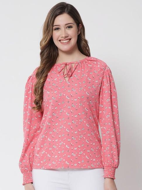 purys pink floral print top