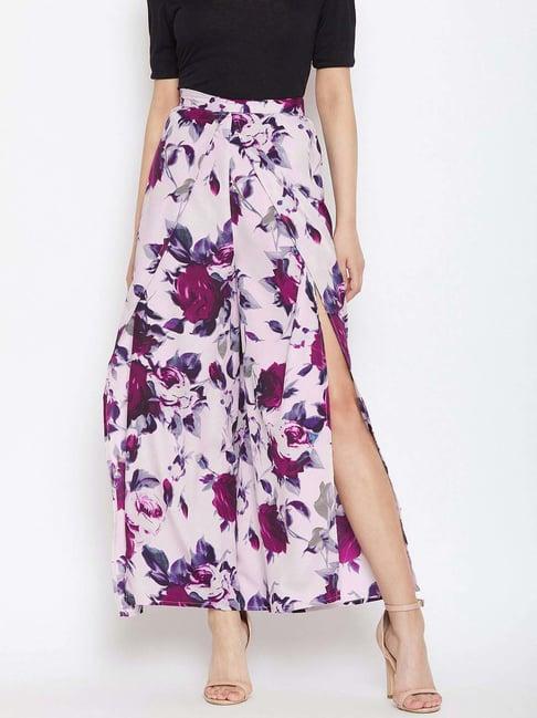 purys pink printed wide leg trousers