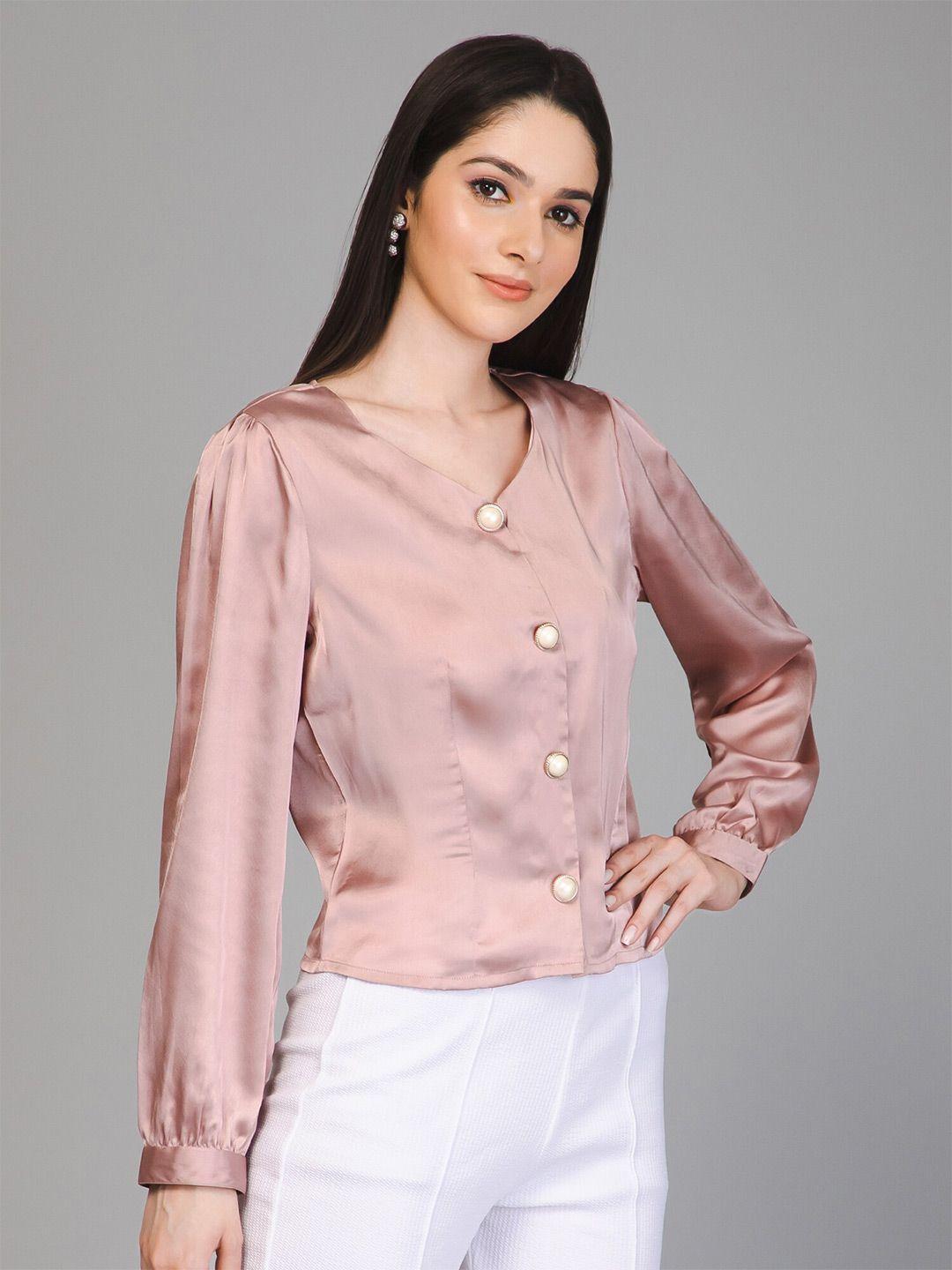 purys pink satin shirt style top