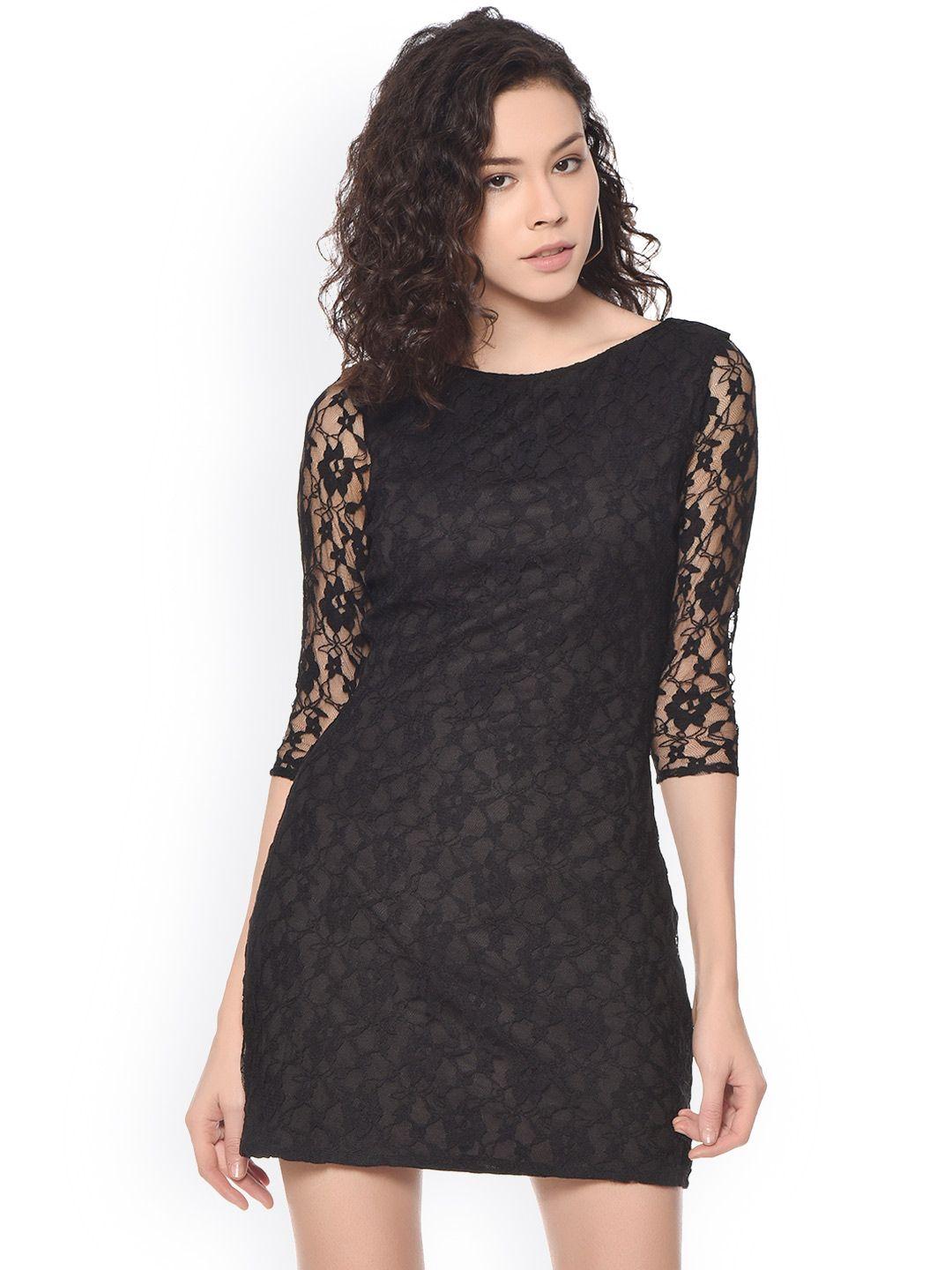 purys women black lace sheath dress