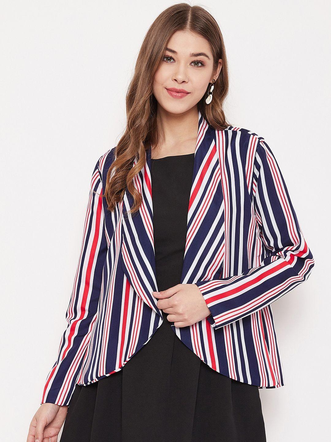 purys women blue & red striped shrug