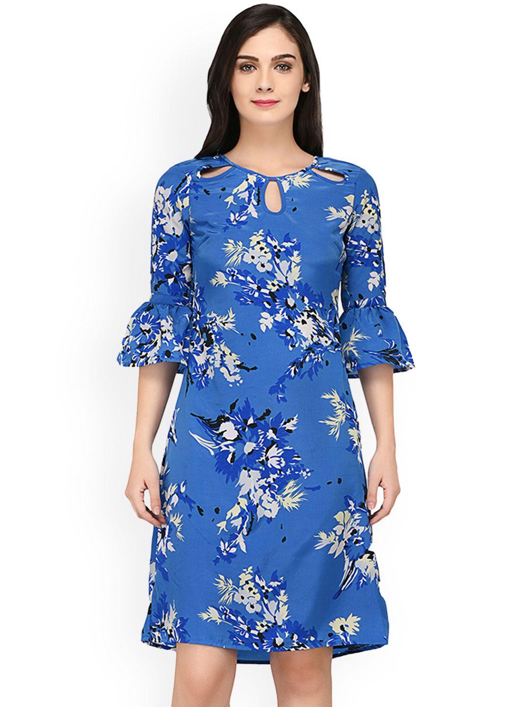 purys women blue printed a-line dress