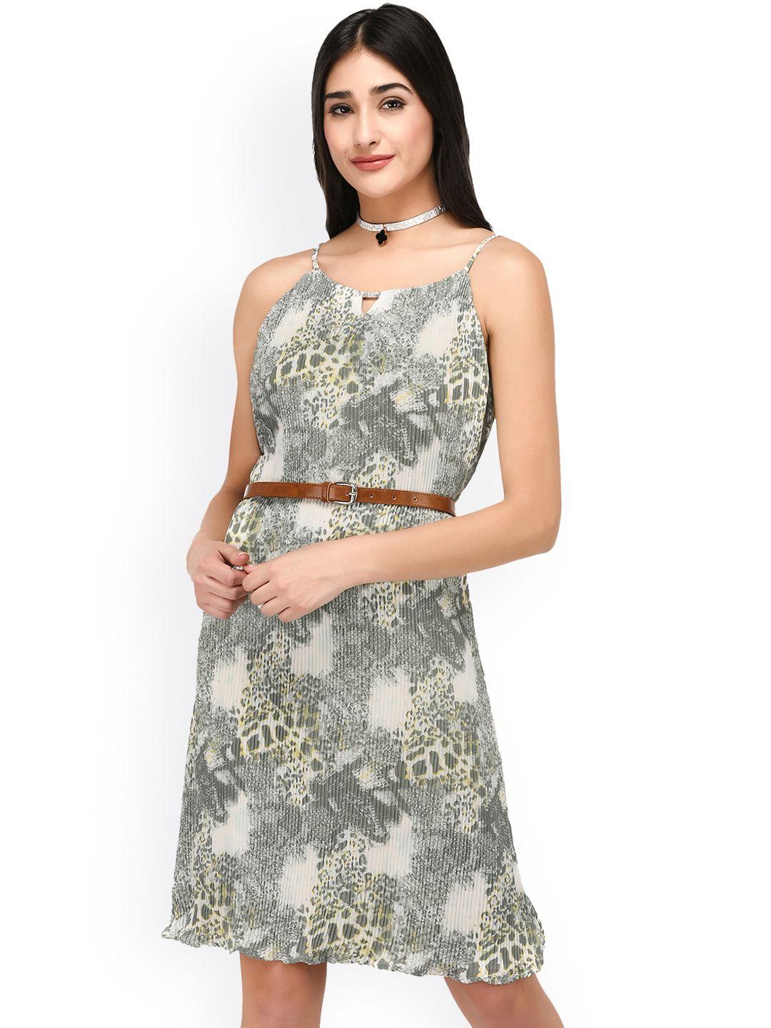 purys women green printed a-line dress