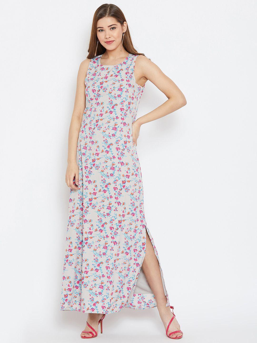 purys women grey floral printed maxi dress