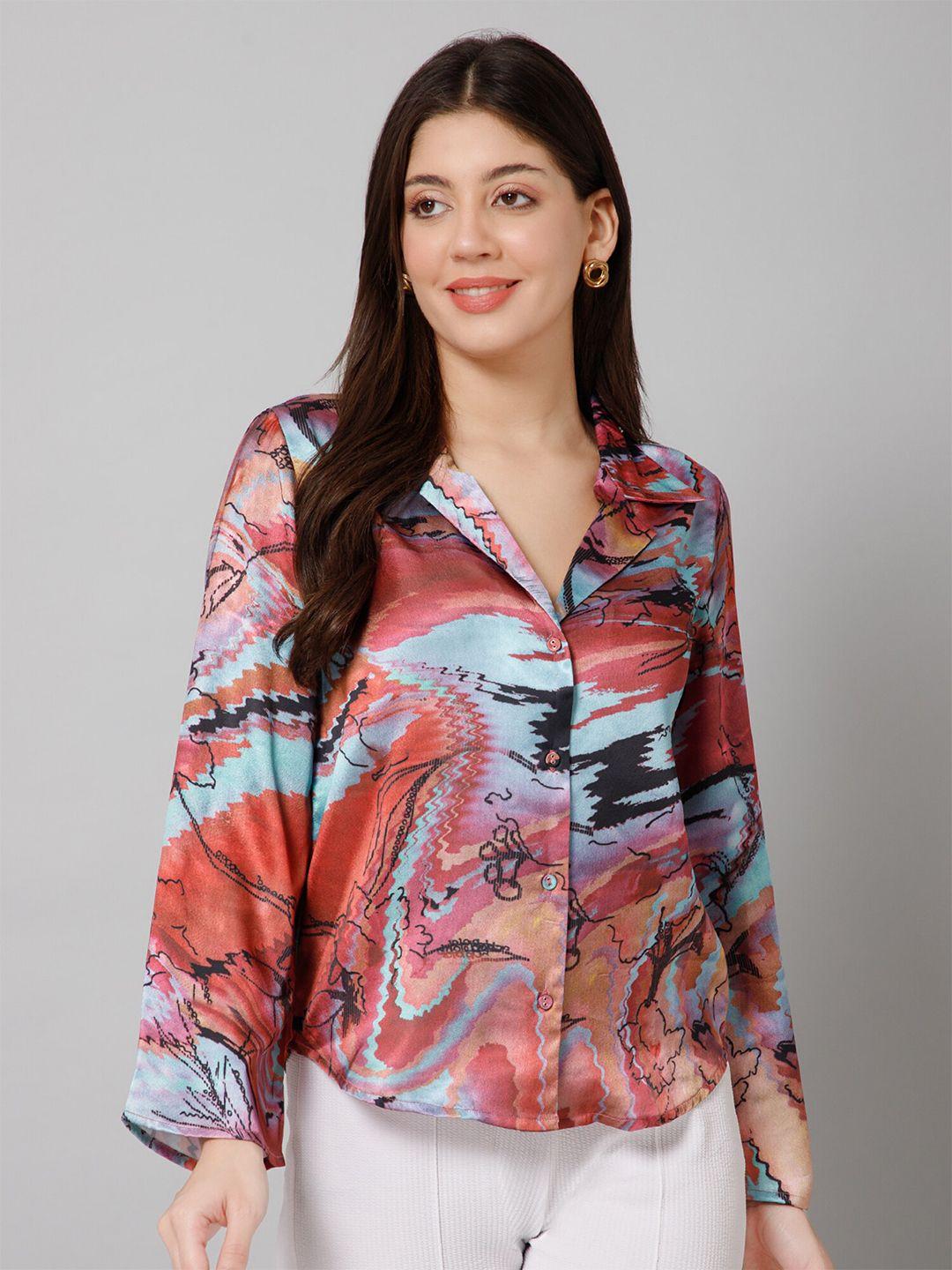 purys women multicoloured standard opaque printed casual shirt