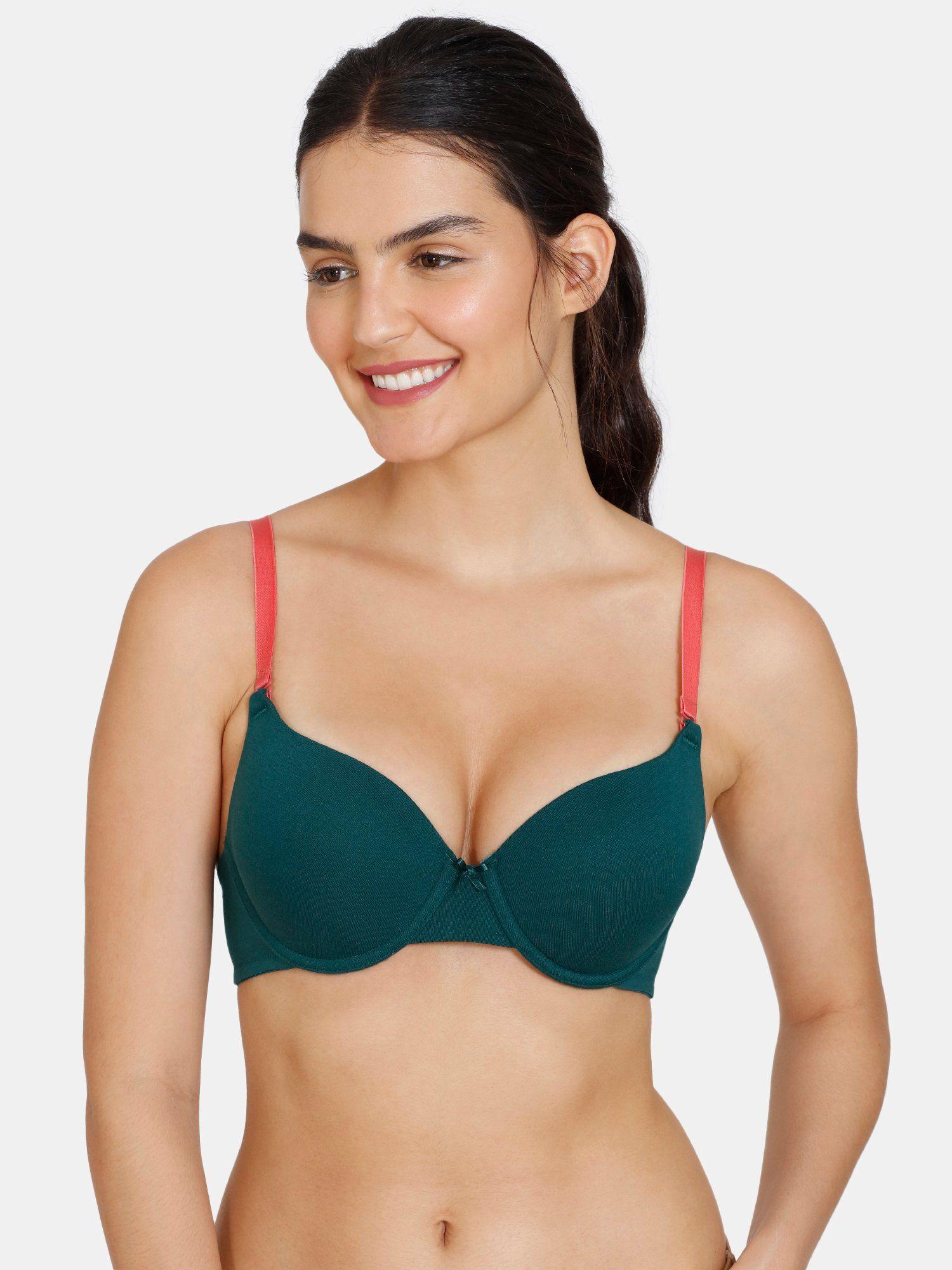 push-up wired medium coverage bra - botanical garden - green