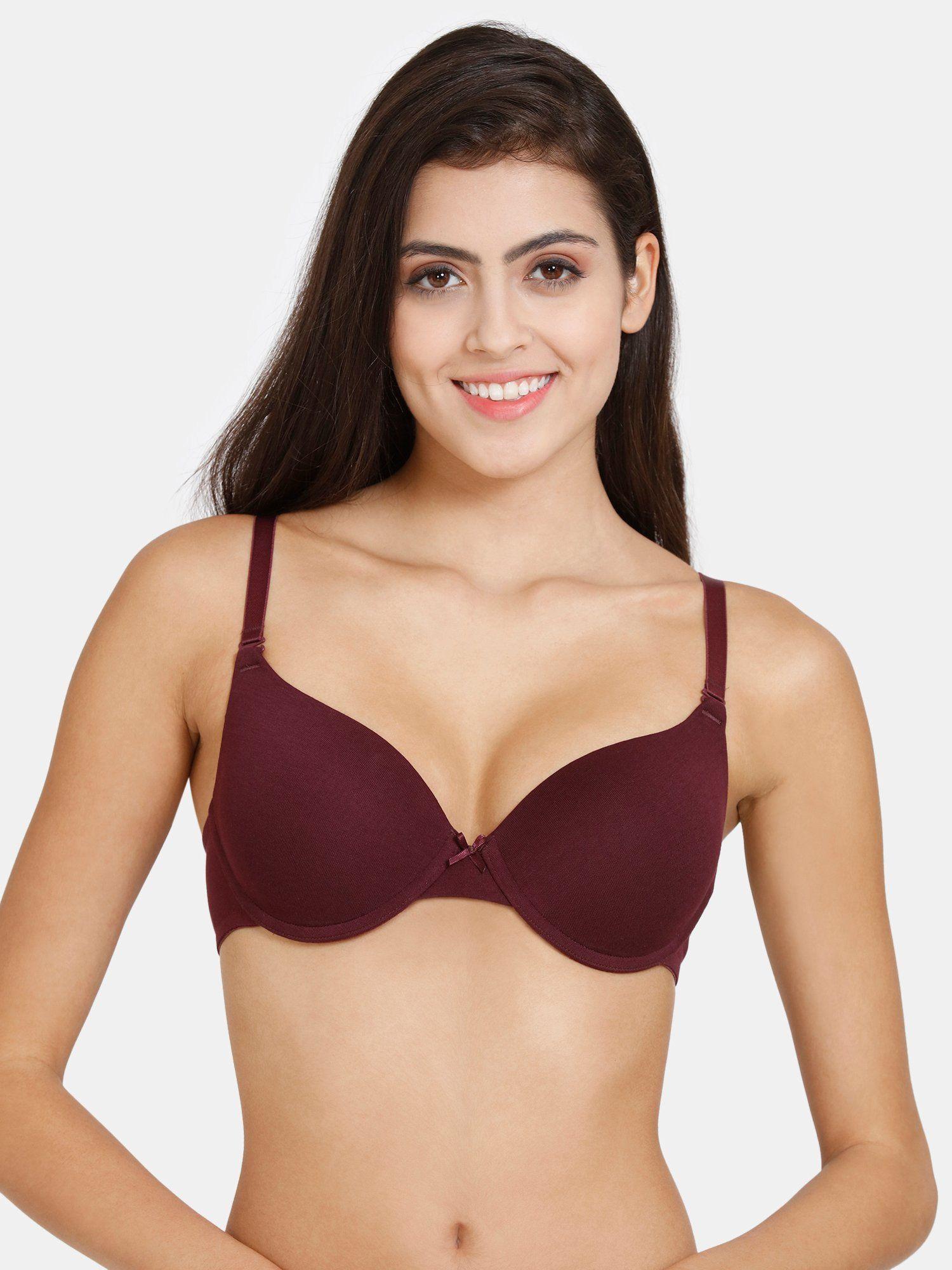 push up wired medium coverage bra - fig wine