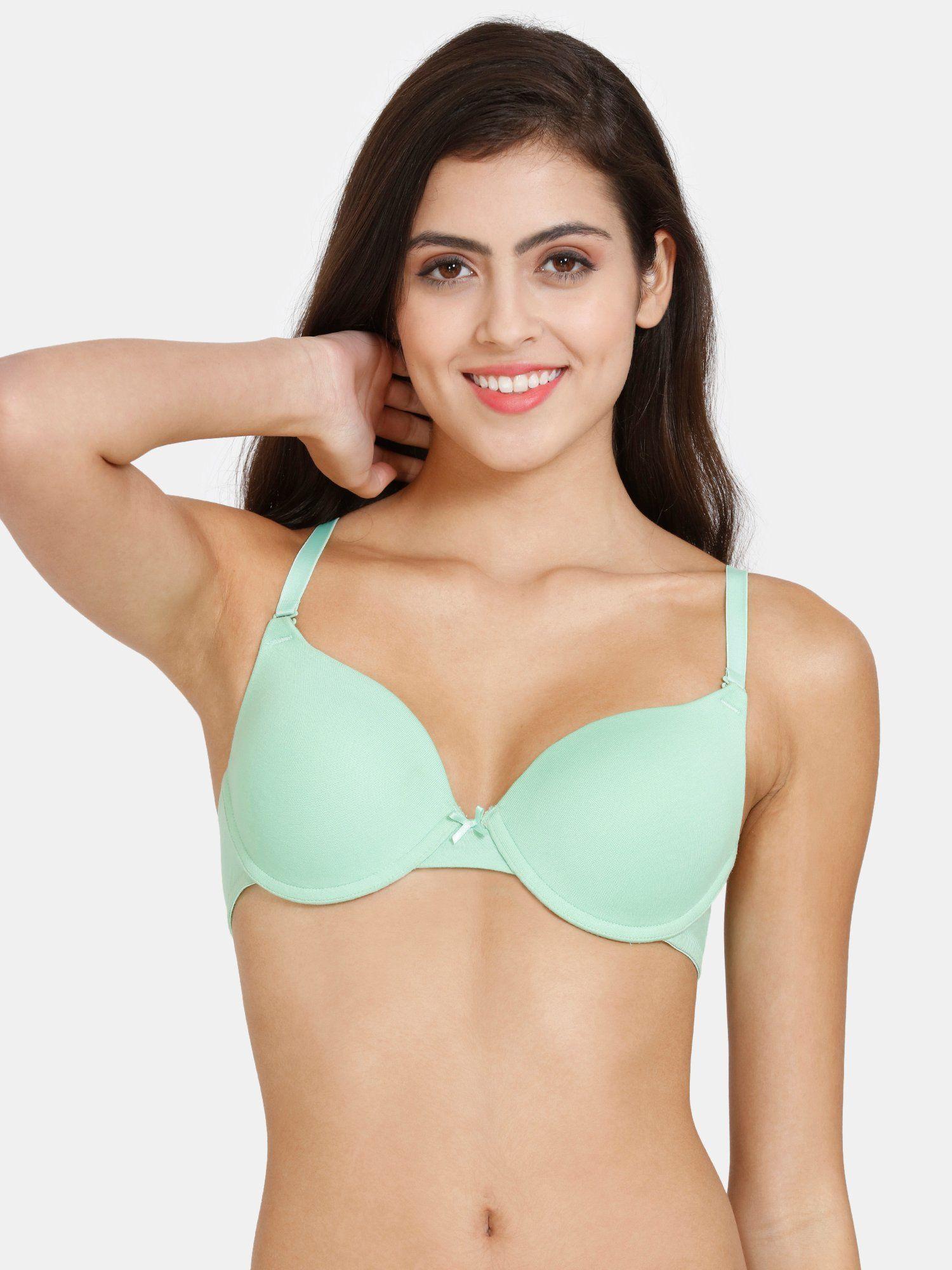 push up wired medium coverage bra - green ash