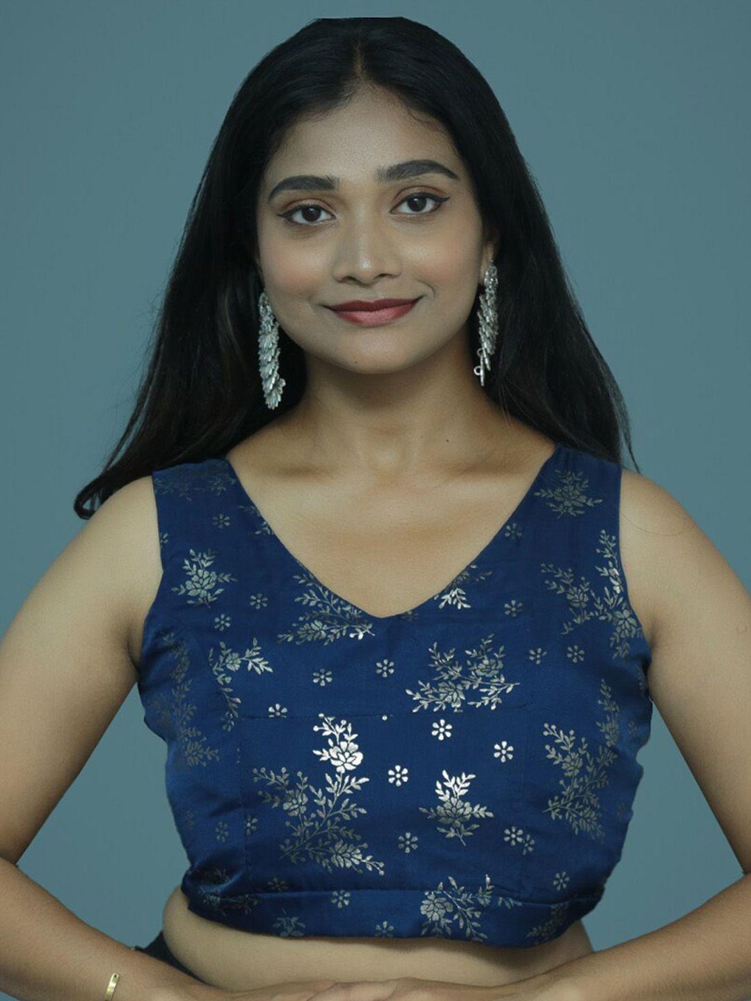 pushkara printed v-neck pure cotton saree blouse