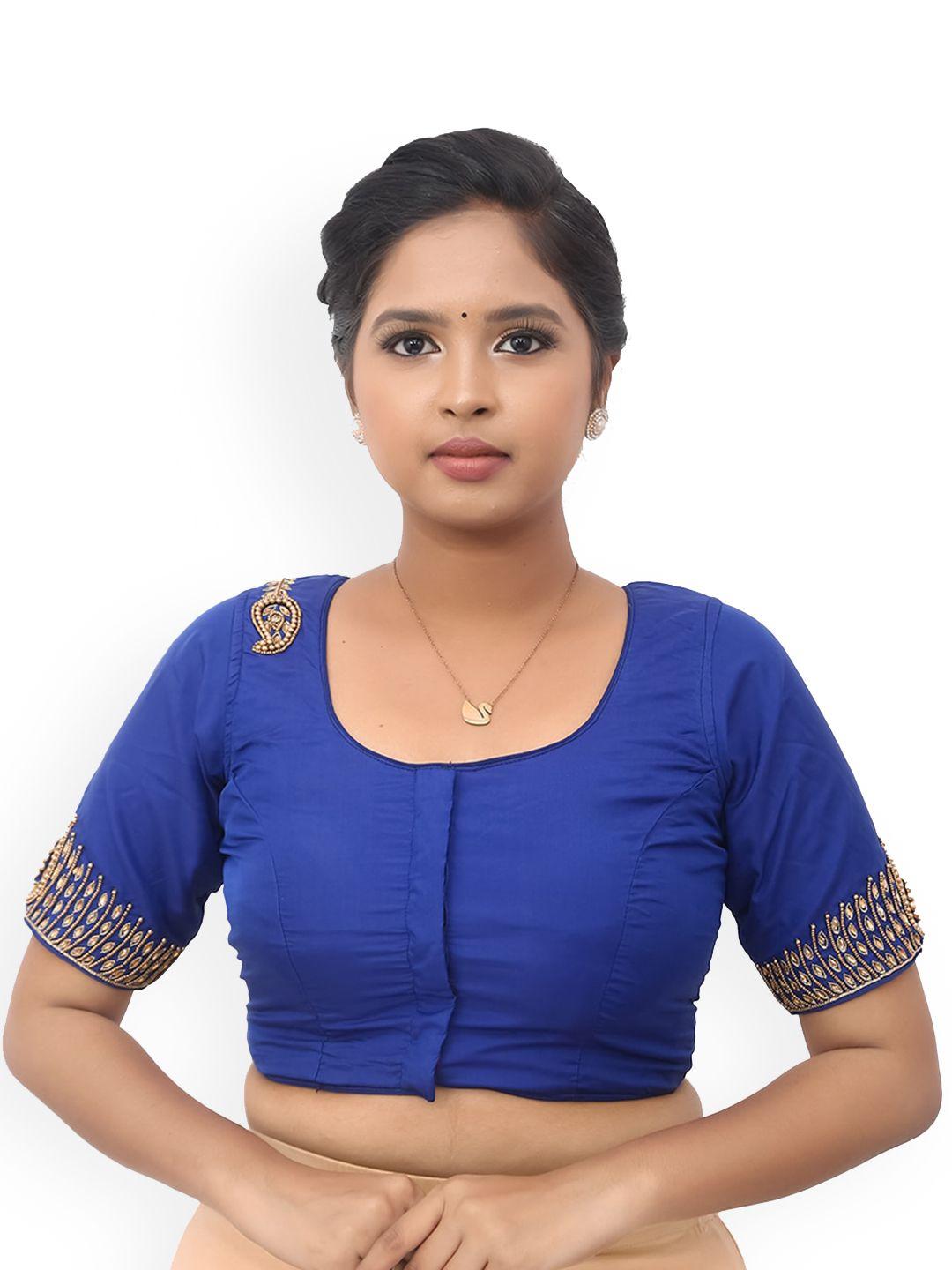 pushkara embroidered pure cotton saree blouse