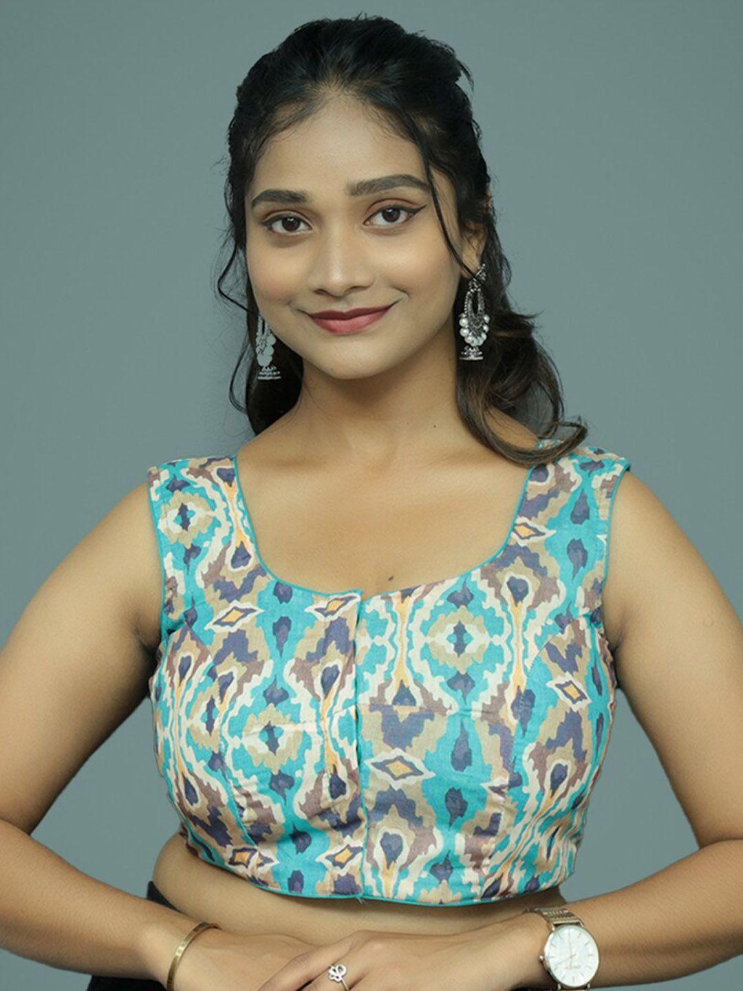 pushkara ethnic motifs printed pure cotton saree blouse