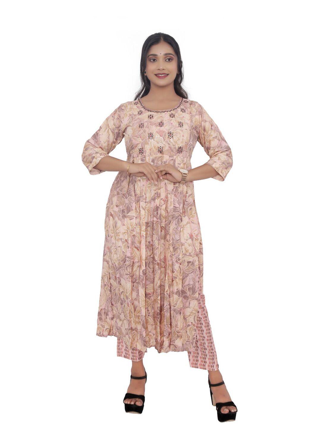 pushkara printed pure cotton flared sleeves kurta