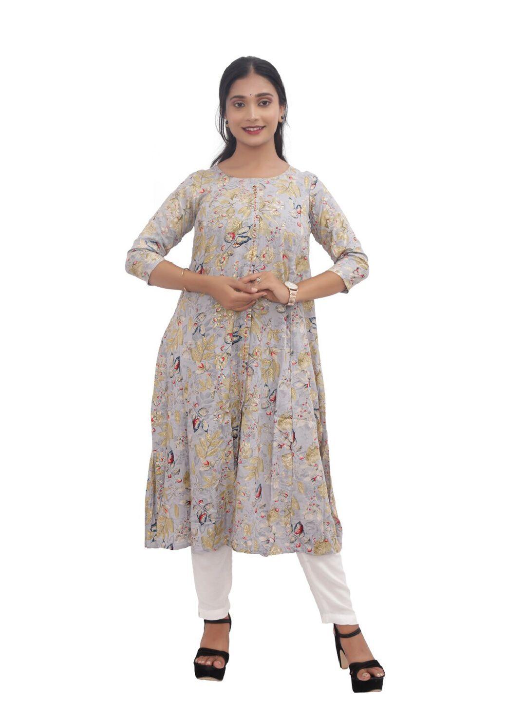 pushkara printed pure cotton flared sleeves kurta