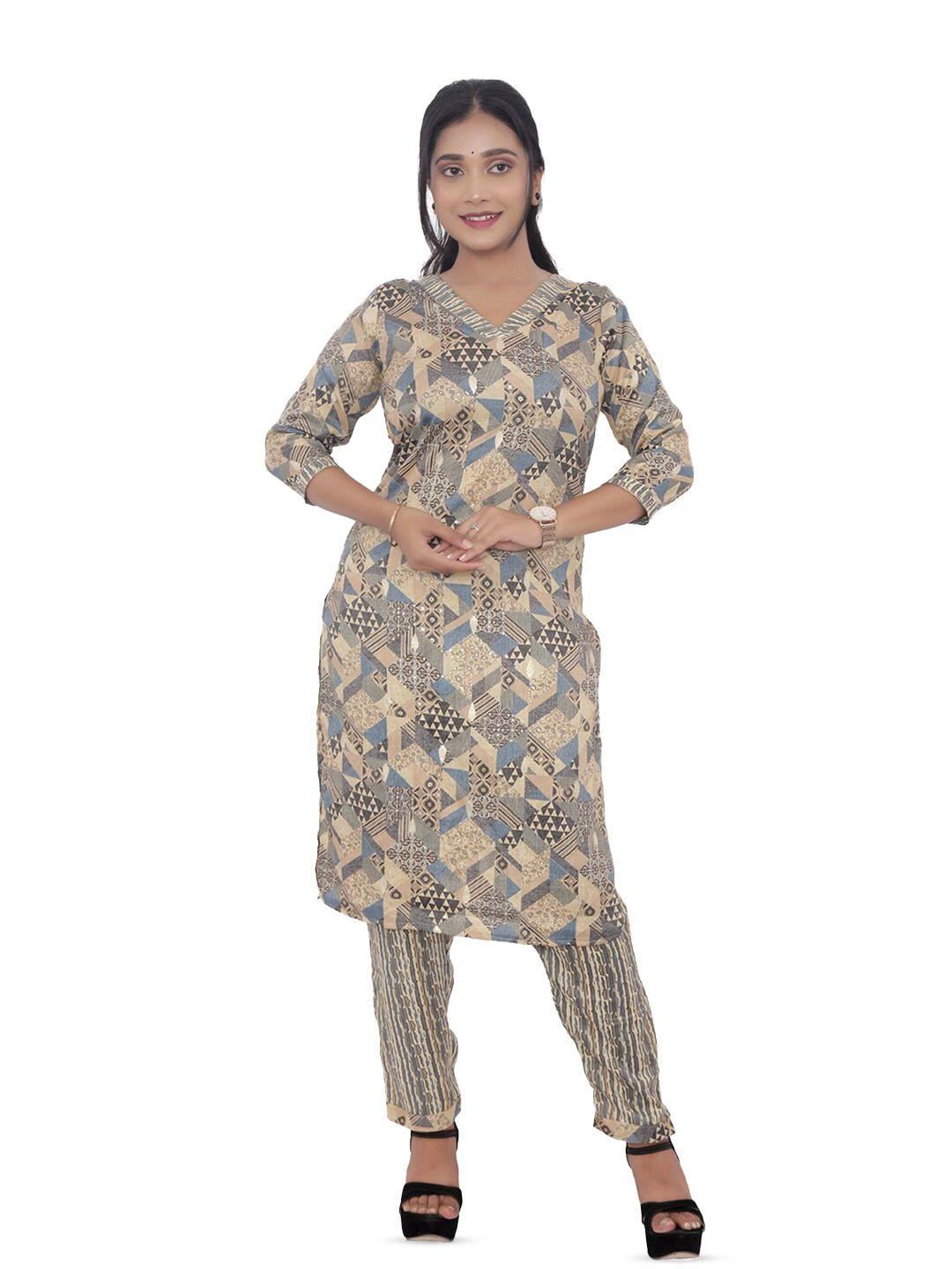 pushkara printed v-neck ethnic kurta