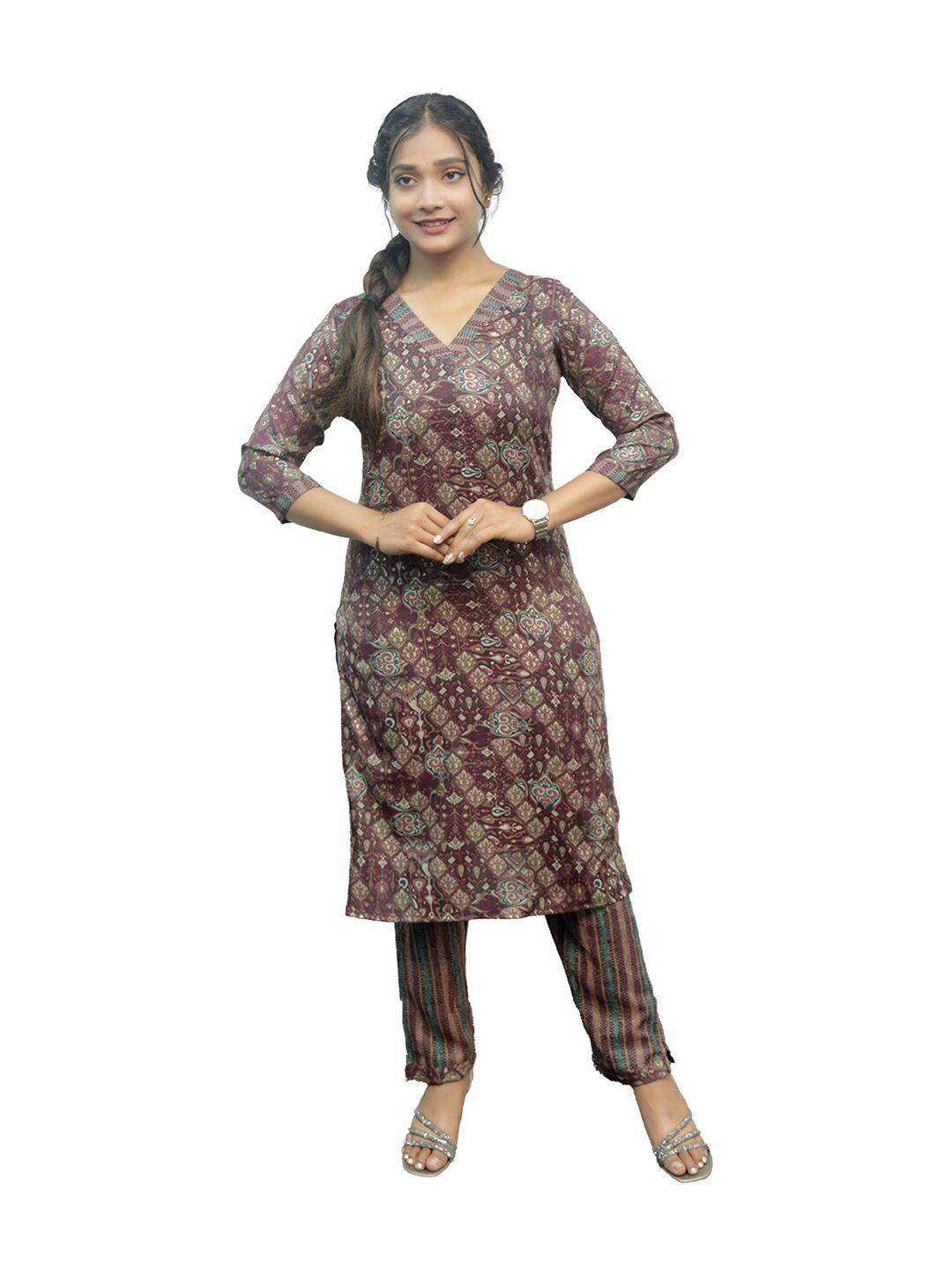 pushkara printed v-neck ethnic kurta